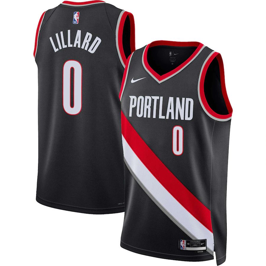 Men Portland Trail Blazers #0 Damian Lillard Nike Black Icon Edition 2022-23 Swingman NBA Jersey